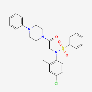 molecular formula C25H26ClN3O3S B3938396 N-(4-chloro-2-methylphenyl)-N-[2-oxo-2-(4-phenylpiperazin-1-yl)ethyl]benzenesulfonamide 