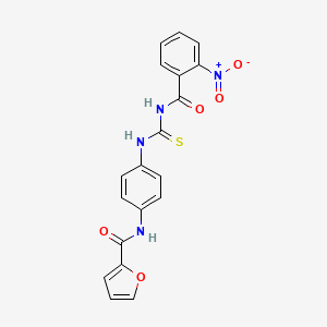 molecular formula C19H14N4O5S B3938526 N-[4-({[(2-nitrophenyl)carbonyl]carbamothioyl}amino)phenyl]furan-2-carboxamide 
