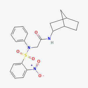 molecular formula C21H23N3O5S B3938545 N-(2-bicyclo[2.2.1]heptanyl)-2-(N-(2-nitrophenyl)sulfonylanilino)acetamide 