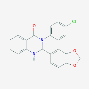 molecular formula C21H15ClN2O3 B393862 2-(1,3-Benzodioxol-5-yl)-3-(4-chlorophenyl)-1,2-dihydroquinazolin-4-one CAS No. 311797-03-2
