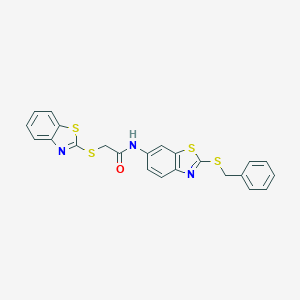 B393866 2-(1,3-benzothiazol-2-ylsulfanyl)-N-[2-(benzylsulfanyl)-1,3-benzothiazol-6-yl]acetamide CAS No. 330957-12-5