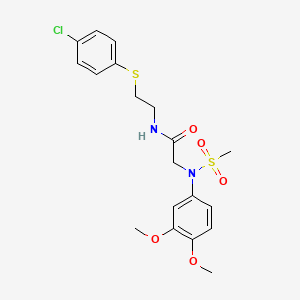molecular formula C19H23ClN2O5S2 B3938829 N-[2-(4-chlorophenyl)sulfanylethyl]-2-(3,4-dimethoxy-N-methylsulfonylanilino)acetamide CAS No. 6495-20-1