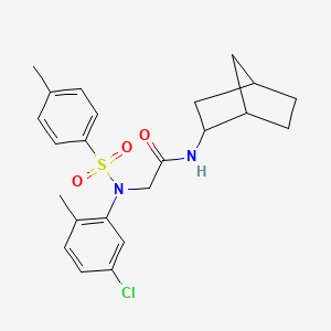 molecular formula C23H27ClN2O3S B3938972 N~1~-bicyclo[2.2.1]hept-2-yl-N~2~-(5-chloro-2-methylphenyl)-N~2~-[(4-methylphenyl)sulfonyl]glycinamide 