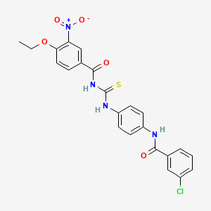 molecular formula C23H19ClN4O5S B3939021 N-[(4-{[(3-chlorophenyl)carbonyl]amino}phenyl)carbamothioyl]-4-ethoxy-3-nitrobenzamide 