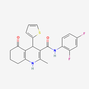 molecular formula C21H18F2N2O2S B3939031 N-(2,4-Difluorophenyl)-2-methyl-5-oxo-4-(thiophen-2-YL)-1,4,5,6,7,8-hexahydroquinoline-3-carboxamide 