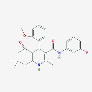 molecular formula C26H27FN2O3 B3939043 N-(3-fluorophenyl)-4-(2-methoxyphenyl)-2,7,7-trimethyl-5-oxo-1,4,5,6,7,8-hexahydroquinoline-3-carboxamide 
