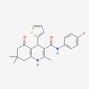 molecular formula C23H23FN2O2S B3939045 N-(4-Fluorophenyl)-2,7,7-trimethyl-5-oxo-4-(thiophen-2-YL)-1,4,5,6,7,8-hexahydroquinoline-3-carboxamide 