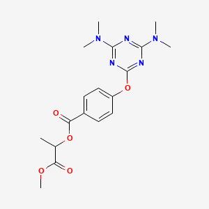 molecular formula C18H23N5O5 B3939178 METHYL 2-(4-{[4,6-BIS(DIMETHYLAMINO)-1,3,5-TRIAZIN-2-YL]OXY}BENZOYLOXY)PROPANOATE 