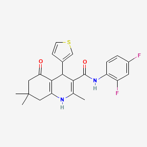 molecular formula C23H22F2N2O2S B3939203 N-(2,4-difluorophenyl)-2,7,7-trimethyl-5-oxo-4-thiophen-3-yl-1,4,6,8-tetrahydroquinoline-3-carboxamide 