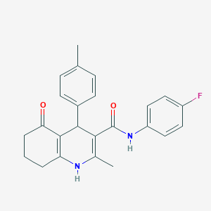 molecular formula C24H23FN2O2 B3939403 N-(4-fluorophenyl)-2-methyl-4-(4-methylphenyl)-5-oxo-1,4,5,6,7,8-hexahydroquinoline-3-carboxamide 