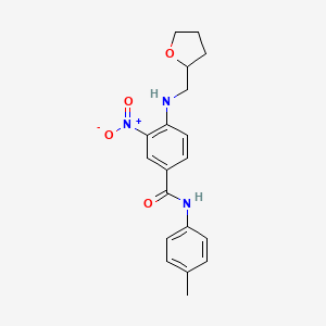 molecular formula C19H21N3O4 B3939431 N-(4-methylphenyl)-3-nitro-4-(oxolan-2-ylmethylamino)benzamide 