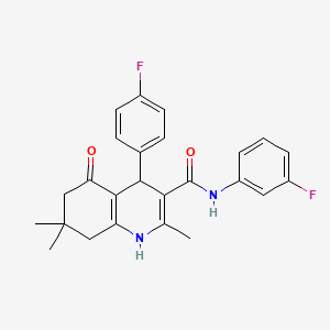 molecular formula C25H24F2N2O2 B3939523 N-(3-fluorophenyl)-4-(4-fluorophenyl)-2,7,7-trimethyl-5-oxo-1,4,5,6,7,8-hexahydroquinoline-3-carboxamide 