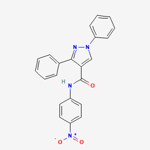 molecular formula C22H16N4O3 B3939536 N-(4-nitrophenyl)-1,3-diphenylpyrazole-4-carboxamide 
