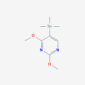 molecular formula C9H16N2O2Sn B039396 2,4-Dimethoxy-5-(trimethylstannyl)pyrimidine CAS No. 120825-36-7