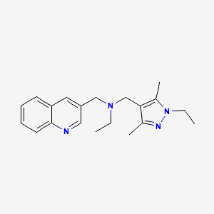 molecular formula C20H26N4 B3939610 N-[(1-ethyl-3,5-dimethyl-1H-pyrazol-4-yl)methyl]-N-(quinolin-3-ylmethyl)ethanamine 