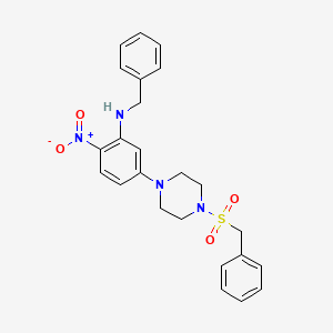 molecular formula C24H26N4O4S B3939873 N-BENZYL-2-NITRO-5-(4-PHENYLMETHANESULFONYLPIPERAZIN-1-YL)ANILINE 