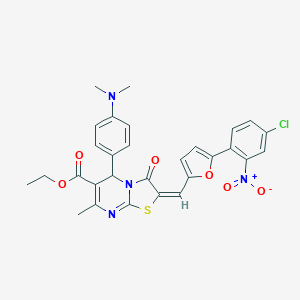 molecular formula C29H25ClN4O6S B393988 ethyl 2-[(5-{4-chloro-2-nitrophenyl}-2-furyl)methylene]-5-[4-(dimethylamino)phenyl]-7-methyl-3-oxo-2,3-dihydro-5H-[1,3]thiazolo[3,2-a]pyrimidine-6-carboxylate 