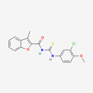 molecular formula C18H15ClN2O3S B3939900 N-[(3-chloro-4-methoxyphenyl)carbamothioyl]-3-methyl-1-benzofuran-2-carboxamide 