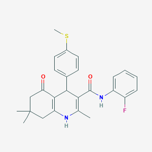 molecular formula C26H27FN2O2S B3939938 N-(2-fluorophenyl)-2,7,7-trimethyl-4-[4-(methylthio)phenyl]-5-oxo-1,4,5,6,7,8-hexahydro-3-quinolinecarboxamide 