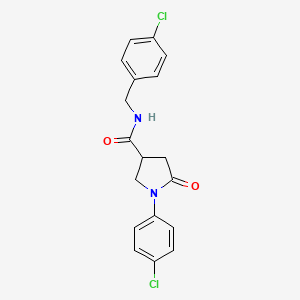 molecular formula C18H16Cl2N2O2 B3940024 N-(4-chlorobenzyl)-1-(4-chlorophenyl)-5-oxopyrrolidine-3-carboxamide 