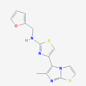 molecular formula C14H12N4OS2 B3940154 N-(furan-2-ylmethyl)-4-(6-methylimidazo[2,1-b][1,3]thiazol-5-yl)-1,3-thiazol-2-amine 
