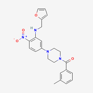 molecular formula C23H24N4O4 B3940250 N-[(FURAN-2-YL)METHYL]-5-[4-(3-METHYLBENZOYL)PIPERAZIN-1-YL]-2-NITROANILINE 