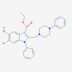 molecular formula C28H28BrN3O3 B394027 Ethyl 6-bromo-5-hydroxy-1-phenyl-2-[(4-phenylpiperazin-1-yl)methyl]indole-3-carboxylate CAS No. 330556-77-9