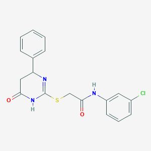 molecular formula C18H16ClN3O2S B3940325 N-(3-chlorophenyl)-2-[(4-oxo-6-phenyl-1,4,5,6-tetrahydropyrimidin-2-yl)sulfanyl]acetamide 