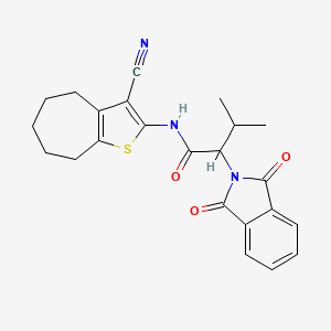 molecular formula C23H23N3O3S B3940423 N-(3-cyano-5,6,7,8-tetrahydro-4H-cyclohepta[b]thiophen-2-yl)-2-(1,3-dioxo-1,3-dihydro-2H-isoindol-2-yl)-3-methylbutanamide 