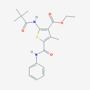 molecular formula C20H24N2O4S B394045 ETHYL 2-(2,2-DIMETHYLPROPANAMIDO)-4-METHYL-5-(PHENYLCARBAMOYL)THIOPHENE-3-CARBOXYLATE 