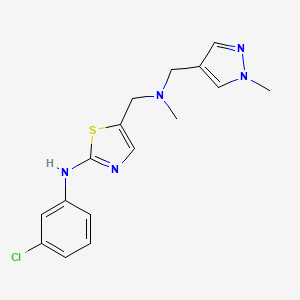 molecular formula C16H18ClN5S B3940452 N-(3-chlorophenyl)-5-[[methyl-[(1-methylpyrazol-4-yl)methyl]amino]methyl]-1,3-thiazol-2-amine 