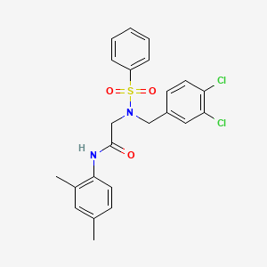 molecular formula C23H22Cl2N2O3S B3940473 N~2~-(3,4-dichlorobenzyl)-N-(2,4-dimethylphenyl)-N~2~-(phenylsulfonyl)glycinamide 