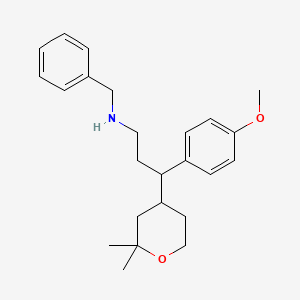 molecular formula C24H33NO2 B3940511 N-benzyl-3-(2,2-dimethyltetrahydro-2H-pyran-4-yl)-3-(4-methoxyphenyl)propan-1-amine 