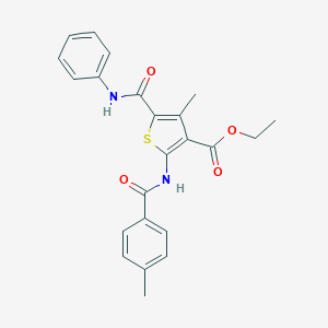 molecular formula C23H22N2O4S B394052 ETHYL 4-METHYL-2-(4-METHYLBENZAMIDO)-5-(PHENYLCARBAMOYL)THIOPHENE-3-CARBOXYLATE 