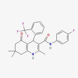 molecular formula C26H24F4N2O2 B3940546 N-(4-fluorophenyl)-2,7,7-trimethyl-5-oxo-4-[2-(trifluoromethyl)phenyl]-1,4,5,6,7,8-hexahydro-3-quinolinecarboxamide 