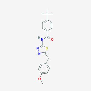 molecular formula C21H23N3O2S B394055 4-tert-butyl-N-[5-(4-methoxybenzyl)-1,3,4-thiadiazol-2-yl]benzamide CAS No. 328561-02-0