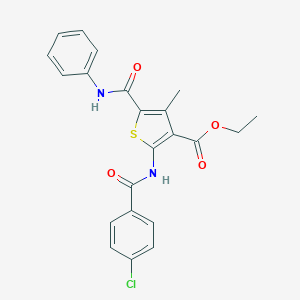 molecular formula C22H19ClN2O4S B394056 ETHYL 2-(4-CHLOROBENZAMIDO)-4-METHYL-5-(PHENYLCARBAMOYL)THIOPHENE-3-CARBOXYLATE 