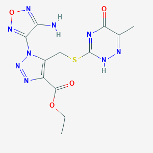molecular formula C12H13N9O4S B394066 ethyl 1-(4-amino-1,2,5-oxadiazol-3-yl)-5-[(6-methyl-5-oxo-2H-1,2,4-triazin-3-yl)sulfanylmethyl]triazole-4-carboxylate 