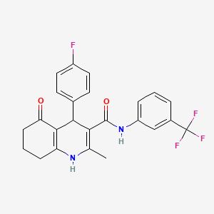 molecular formula C24H20F4N2O2 B3940705 4-(4-fluorophenyl)-2-methyl-5-oxo-N-[3-(trifluoromethyl)phenyl]-1,4,5,6,7,8-hexahydroquinoline-3-carboxamide 