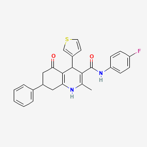 molecular formula C27H23FN2O2S B3940742 N-(4-fluorophenyl)-2-methyl-5-oxo-7-phenyl-4-(3-thienyl)-1,4,5,6,7,8-hexahydro-3-quinolinecarboxamide 