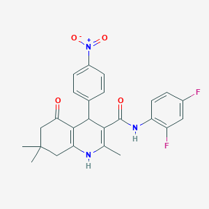 molecular formula C25H23F2N3O4 B3940807 N-(2,4-difluorophenyl)-2,7,7-trimethyl-4-(4-nitrophenyl)-5-oxo-1,4,6,8-tetrahydroquinoline-3-carboxamide 