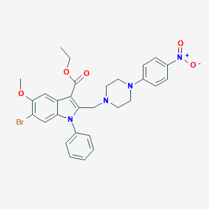 molecular formula C29H29BrN4O5 B394096 ethyl 6-bromo-5-methoxy-2-{[4-(4-nitrophenyl)piperazin-1-yl]methyl}-1-phenyl-1H-indole-3-carboxylate 