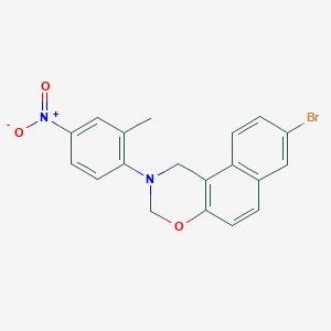 molecular formula C19H15BrN2O3 B3941094 8-BROMO-2-(2-METHYL-4-NITROPHENYL)-1H,2H,3H-NAPHTHO[1,2-E][1,3]OXAZINE 