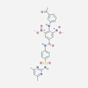 molecular formula C27H23N7O8S B394122 4-[(3-acetylphenyl)amino]-N-{4-[(4,6-dimethylpyrimidin-2-yl)sulfamoyl]phenyl}-3,5-dinitrobenzamide 