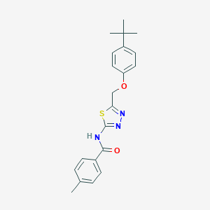 molecular formula C21H23N3O2S B394129 N-{5-[(4-tert-butylphenoxy)methyl]-1,3,4-thiadiazol-2-yl}-4-methylbenzamide 