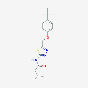 molecular formula C18H25N3O2S B394133 N-{5-[(4-tert-butylphenoxy)methyl]-1,3,4-thiadiazol-2-yl}-3-methylbutanamide 
