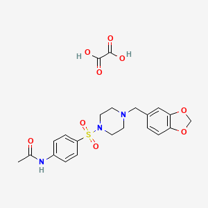 molecular formula C22H25N3O9S B3941387 N-[4-[4-(1,3-benzodioxol-5-ylmethyl)piperazin-1-yl]sulfonylphenyl]acetamide;oxalic acid 