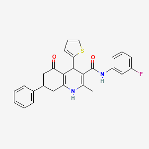 molecular formula C27H23FN2O2S B3941467 N-(3-fluorophenyl)-2-methyl-5-oxo-7-phenyl-4-thiophen-2-yl-4,6,7,8-tetrahydro-1H-quinoline-3-carboxamide 
