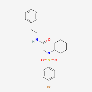 molecular formula C22H27BrN2O3S B3941486 N~2~-[(4-bromophenyl)sulfonyl]-N~2~-cyclohexyl-N-(2-phenylethyl)glycinamide 