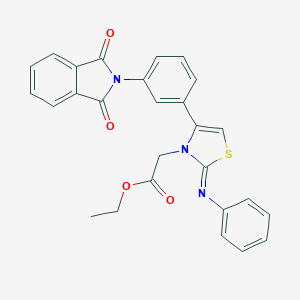 molecular formula C27H21N3O4S B394158 ETHYL 2-[(2Z)-4-[3-(1,3-DIOXO-2,3-DIHYDRO-1H-ISOINDOL-2-YL)PHENYL]-2-(PHENYLIMINO)-2,3-DIHYDRO-1,3-THIAZOL-3-YL]ACETATE 